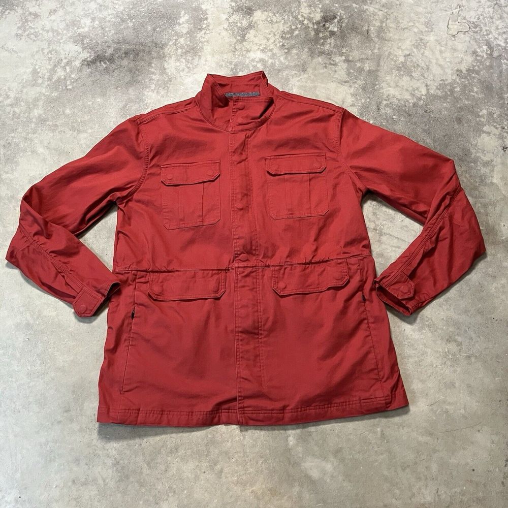 Merrell Utility Jacket Womens Large Red Anorak Lightweight Zip Snap Outdoor